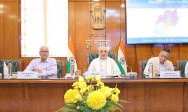 Union Home Minister and Minister of Cooperation, Shri Amit Shah chairs a high-level meeting to review the security situation of Manipur, in New Delhi today